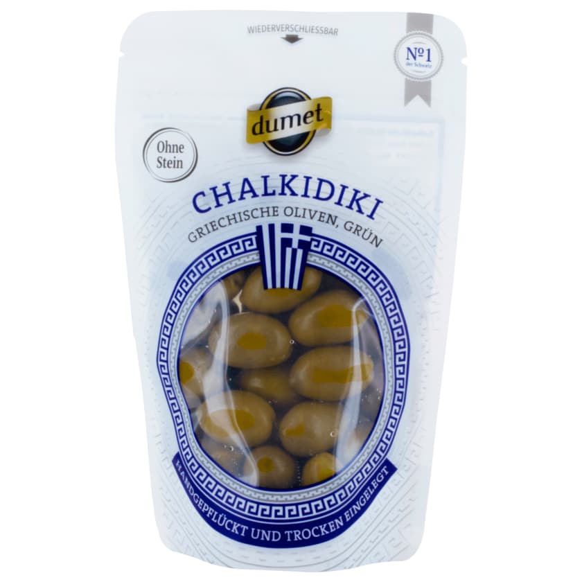 Dumet Chalkidiki grüne Oliven ohne Stein 150g